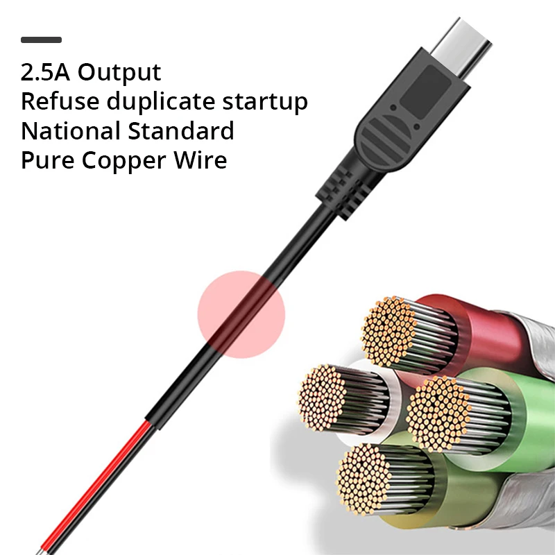 Universal Hard Wire Cable Kit for DashCam Parking Monitoring - 3.5 Meters, mini USB & Type-C