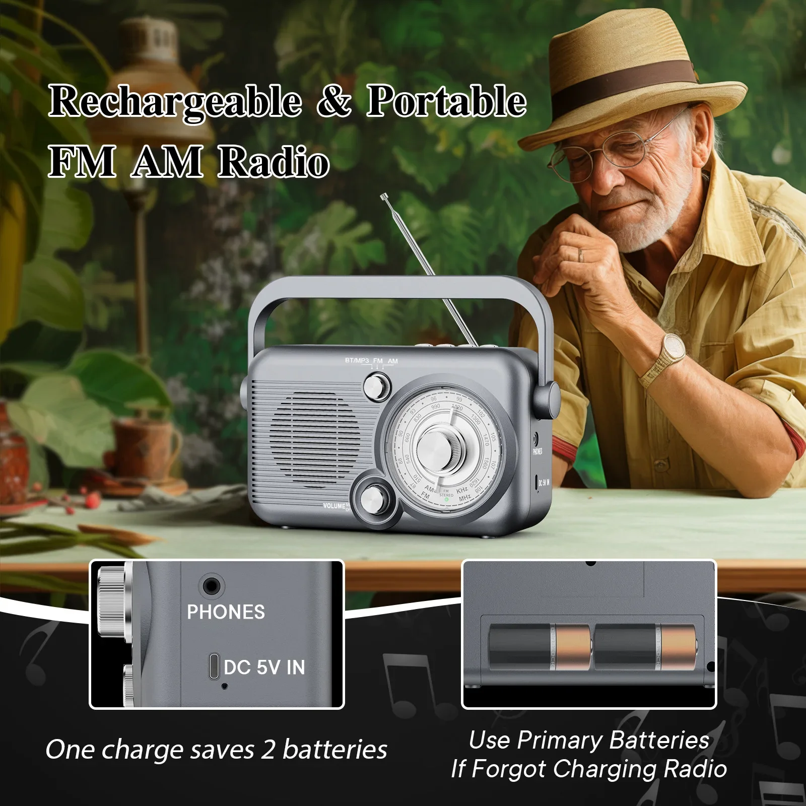 

New radio Wireless Bluetooth speaker Portable stereo subwoofer High power full band FM/AM card U disk Large volume player radio