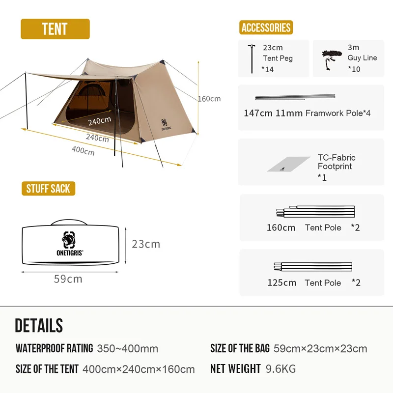 OneTigris SOLO HOMESTEAD Camping Tent TC Version Shelter OneTigris SOLO HOMESTEAD Camping Tent TC Version Shelter