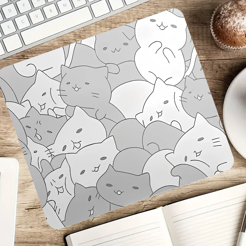 Cute grey cat table mat Portable non-slip mouse mat Animal abstract accessories board game office accessories Mouse mat suitable 4