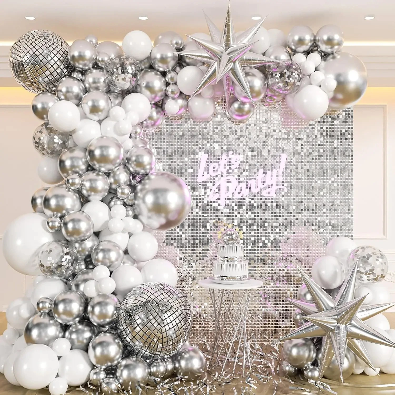 White and Gold Balloons Garland Arch Kit with Starburst Foil Balloon for Wedding Anniversary Birthday Party Decorations Supplie party arch set,wedding arch set,balloon arch kit