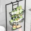 Drill-Free Bathroom Shelf Over Door Hanging Organizer Wall-Mounted Basket Rack Multi-Layer Shower Room Storage Shelf for Toilet 6