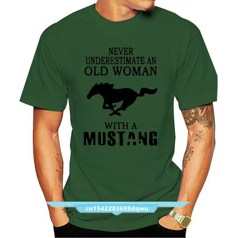 

Crewneck Adult Man Mustang - An old woman with a mustang tshirt Geek Words Funny t-shirt Adult Man Feminina clothes