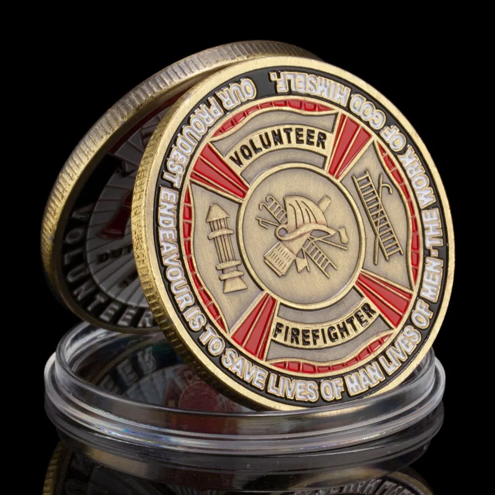 Regalo Da Collezione The Work Of God Stesso Moneta Commemorativa Stati Uniti Fire Fighter Souvenir Volontario Moneta Placcata In Rame