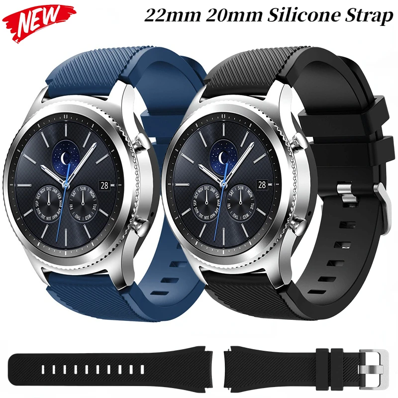 Silicone Sports Band Strap - Versatile 22mm/20mm Fitness Bracelet