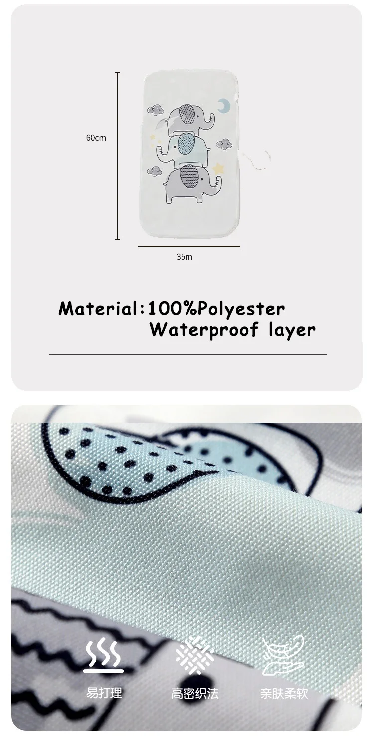 Washable Baby Diaper Changing Mat Soft Cotton Portable Changing Pad Waterproof Cover Mattress for Baby HappyFlute