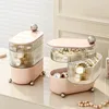 Light Luxury Lipstick Jewelry Dressing Table Storage Rack Jewelry Rotary Table Storage Box Dust Proof Multi Layer Transparent 2