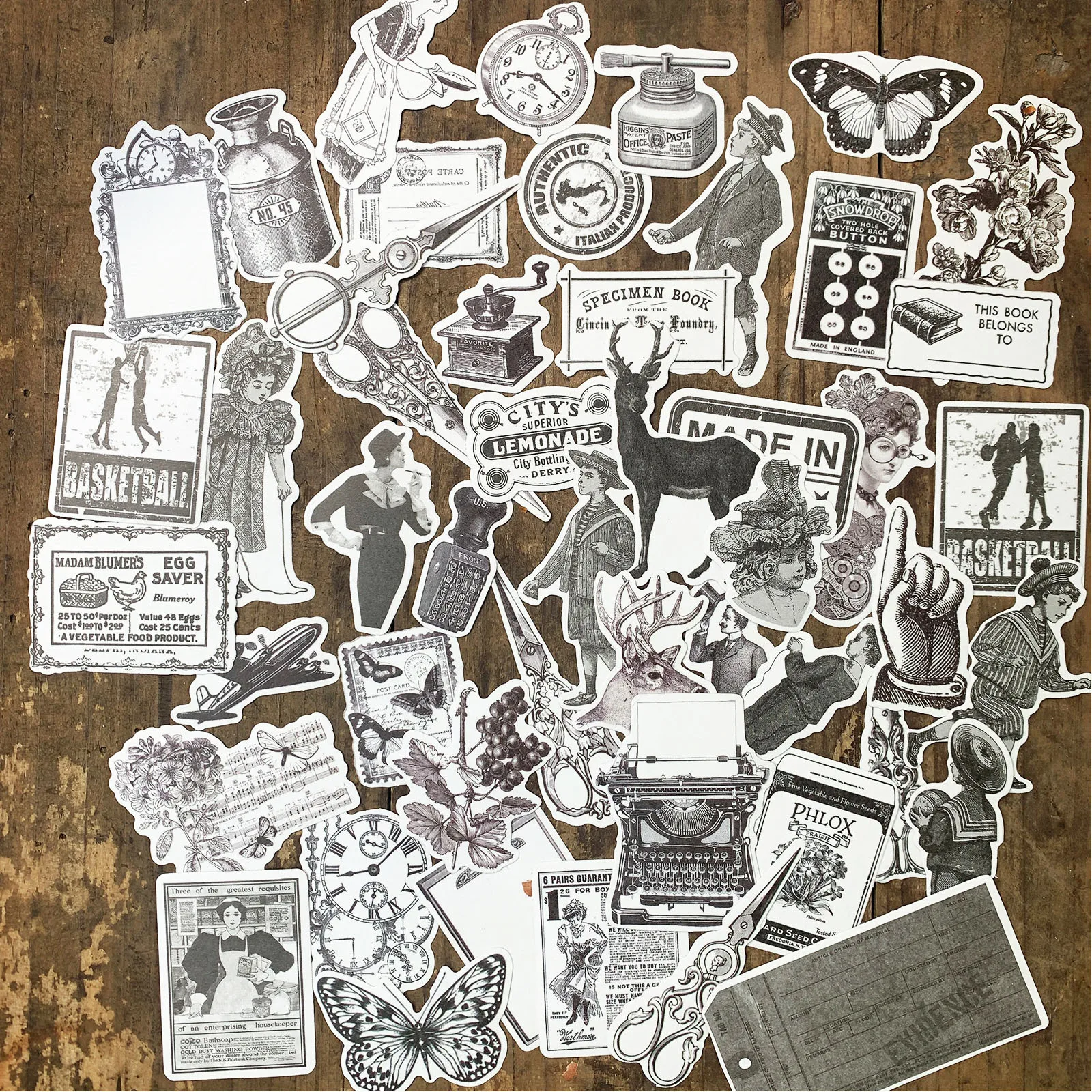 50PCS Vintage Black and White Moon Graffiti Stickers DIY Scrapbook Collage  Phone Diary Album Happy Plan Gift Seal Decoration