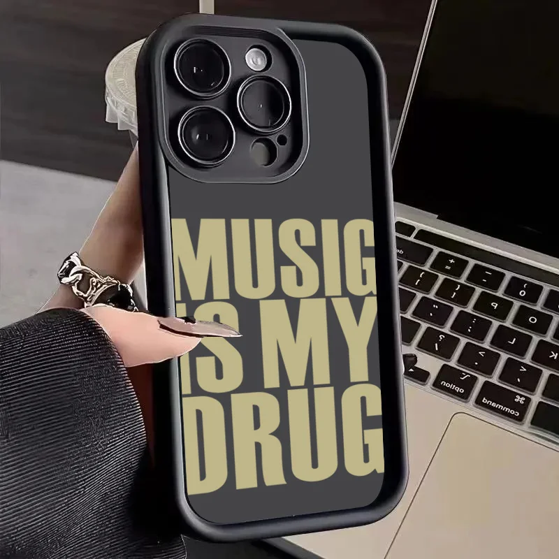 Chic Women's Love Music Soft Phone Case - Stylish English Design Cover