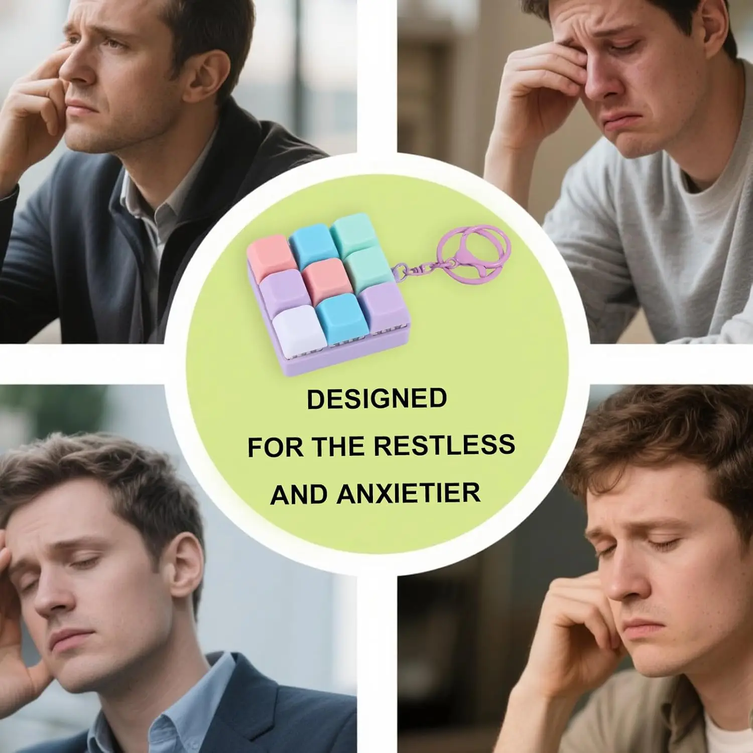 Stress-Relief Button Fidget Keychain – Relaxation Toy