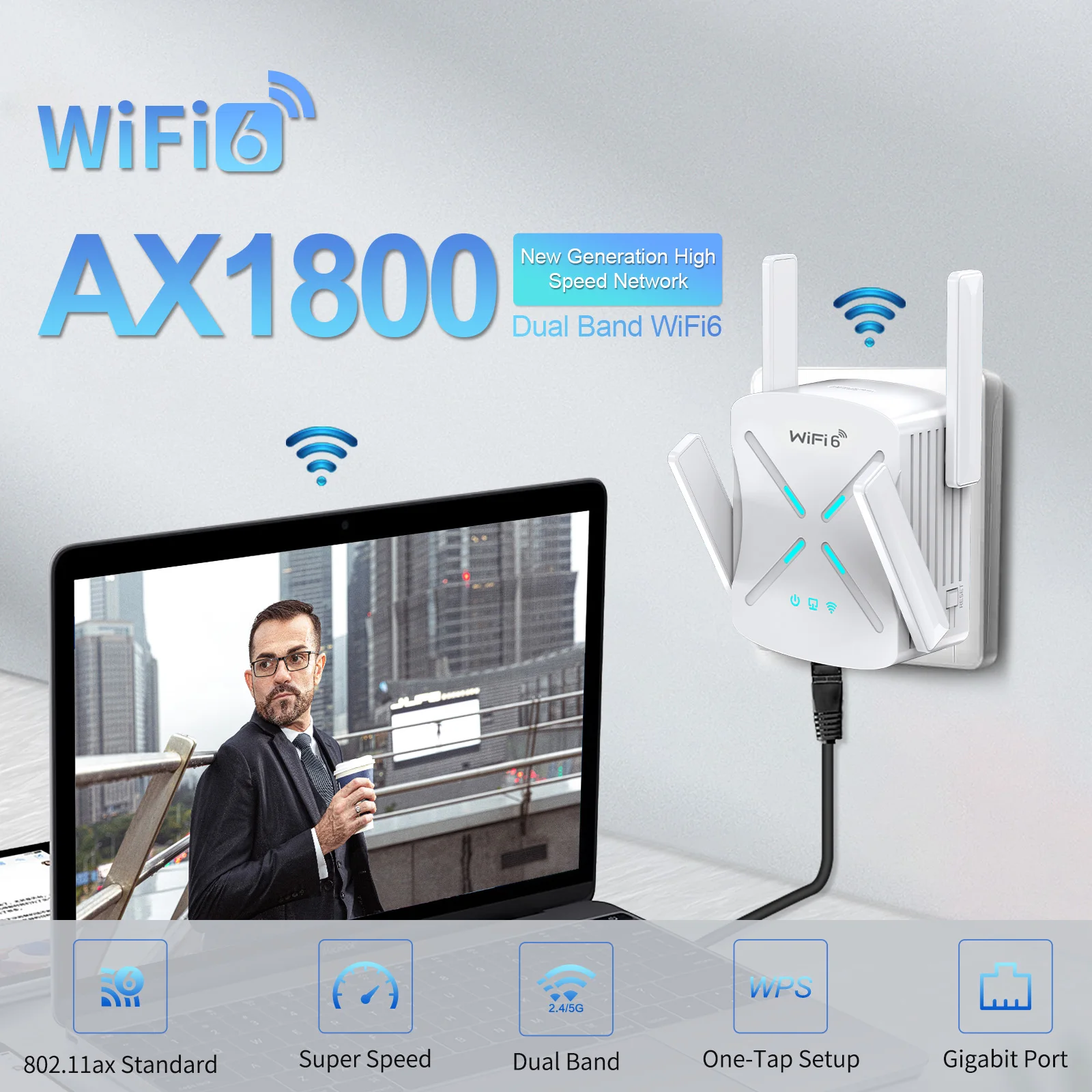 Repetidor Wifi Ax1800 6 De Doble Banda, Amplificador De Enrutador Con  Antenas De 4 * 2dbi, 1800mbps, Compatible Con Mu-mimo / Ofdma / Wpa3 -  AliExpress