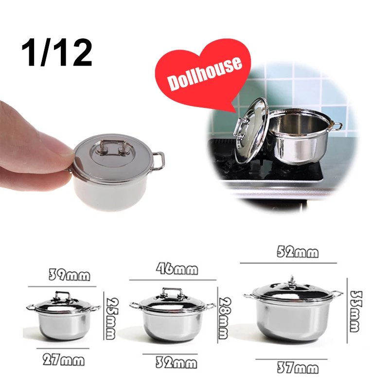 Miniature Metal Casserole Cookware for Dollhouse Kitchen Decor