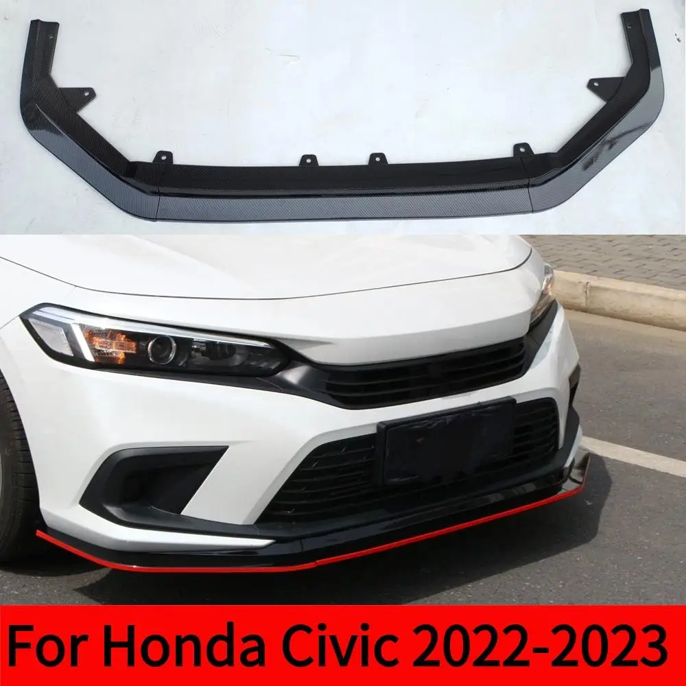 

3PCS Front Bumper Lip Spoiler Side Splitter Deflector Guards Body Kit Cover For Honda Civic 2022 2023 11th Gen Car Accessories