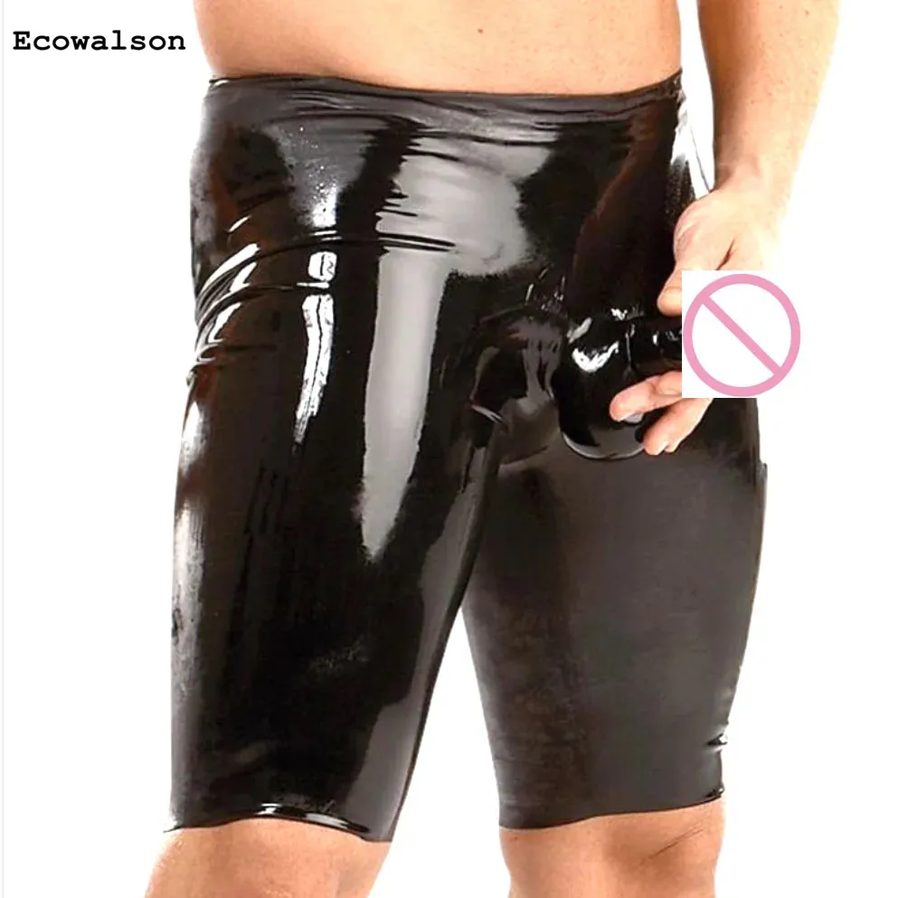 Sexy Mens lingerie Faux Leather boxers Short Pants Latex gay Costume Fetish Sexy Costume PVC sexy pants For Men ecowalson cosplay underpants men leather chaps