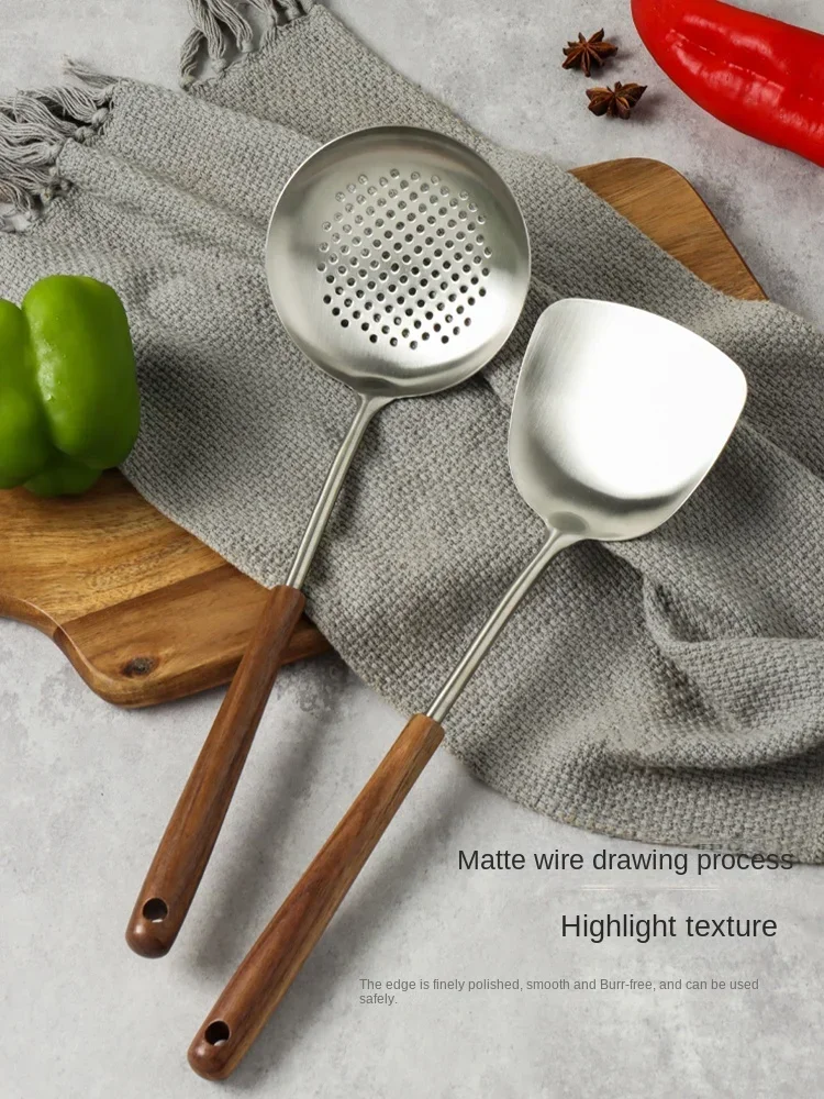 KAWASIMAYA 304 Stainless Steel Spatula Food Grade Soup Ladle Funnel Spoon Frying Spoon Frying Spatula Kitchenware Set