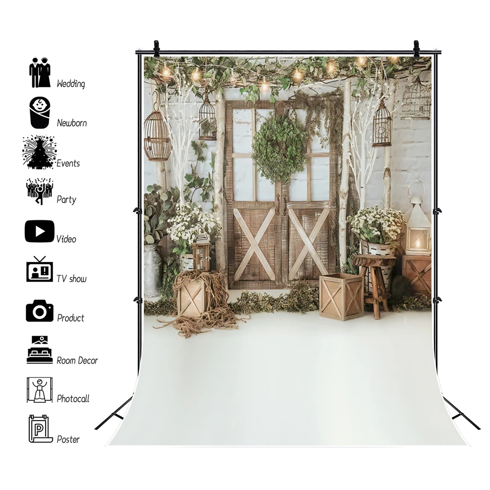 Photo Backdrop Laeacco Spring Easter Photography Background Green Grass Flowers Easter Eggs Child Portrait Wood Board Wall Photo Backdrop Prop