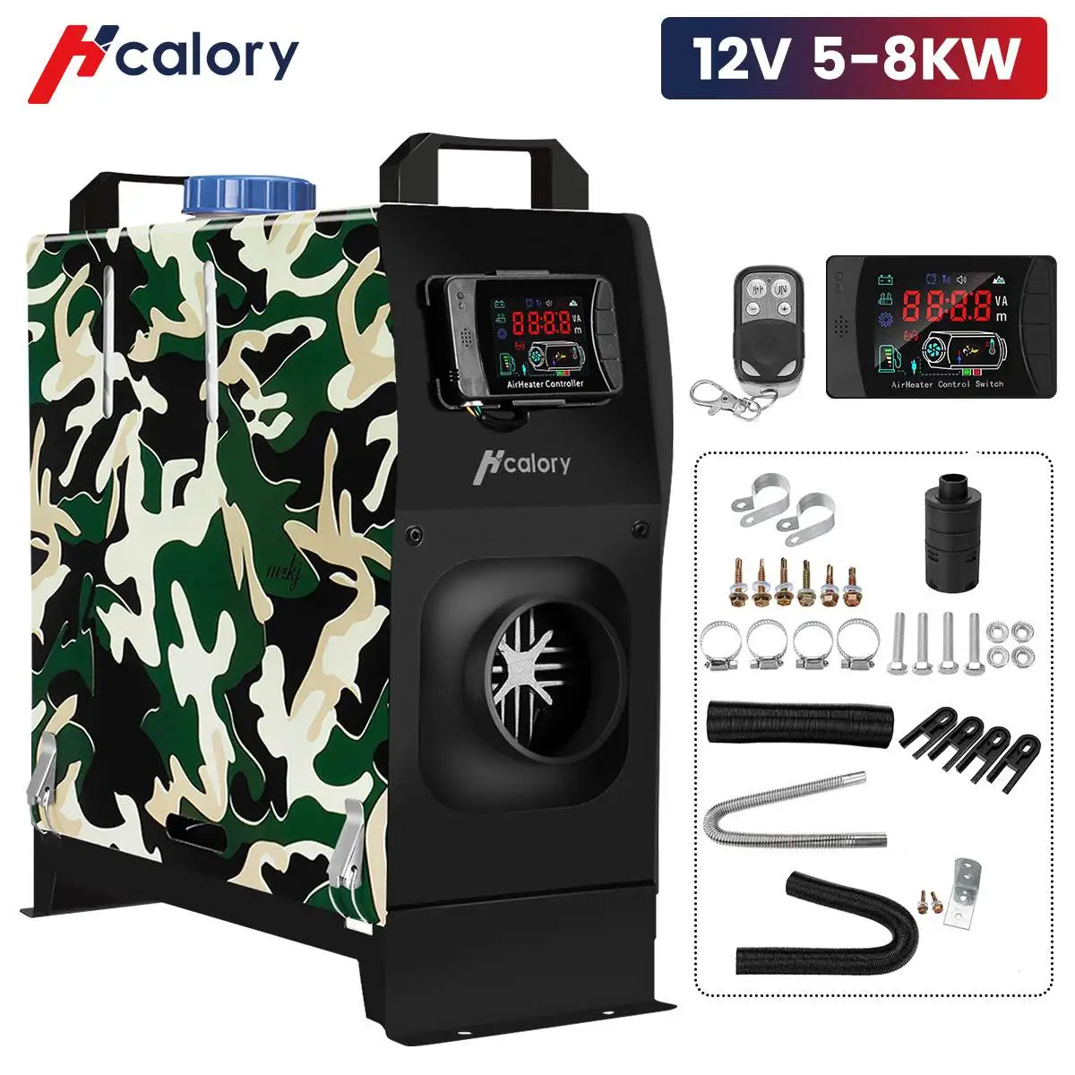 

Hcalory 12V 5-8KW Car Heater All in One Diesel Air Heater Single Hole LCD Monitor Parking Warmer Quick Heat For Truck Bus