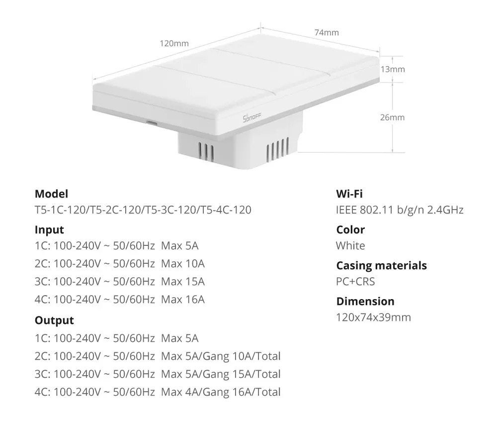 TX Ultimate T5 Wall Switch 86/120 Full Touch Access LED Light Edge Multi-Senso