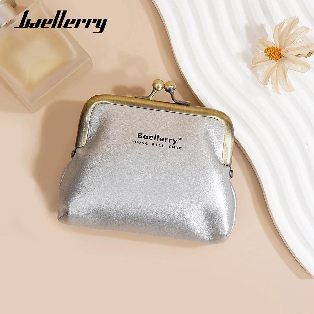 Baellerry Metal Frame Mini Wallet Women, PU Leather Slim Card Holder with Tinplate Accent - Stylish Compact Coin Purse for Essen