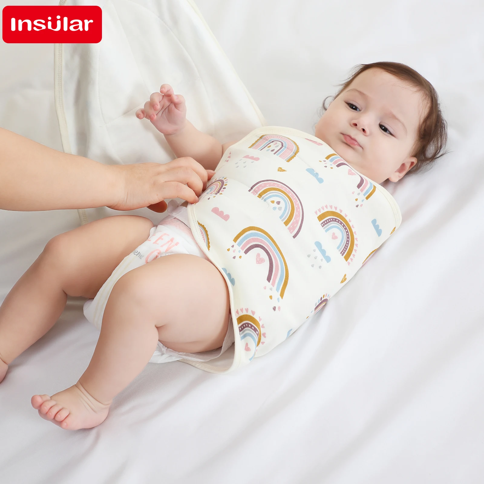Baby Wrap Blanket Newborn Swaddle Tie Anti Startle Jump Summer Thin Cotton Soft Diaper Changing Bilayer