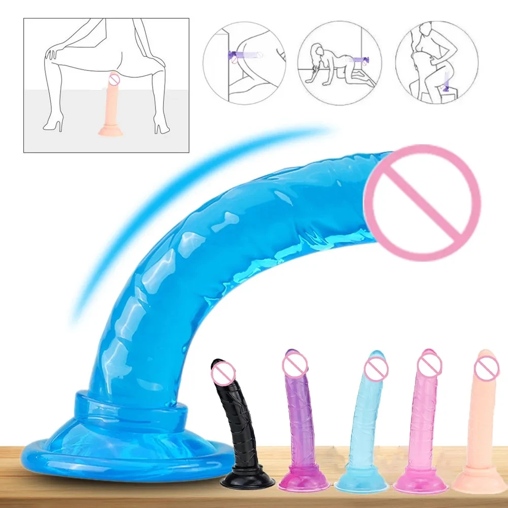 Realistic Clear Silicone Dildo with Strong Suction Cup For Women Anal Vaginal G-Spot Stimulation