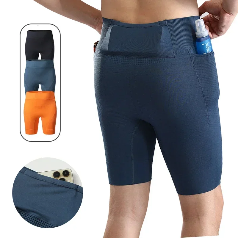 M-3XL 남녀공용 하이 스트레치 컴프레션 러닝 반바지 속건 5인치 마라톤 스포츠 타이츠 (허리 뒤쪽 포켓 포함)