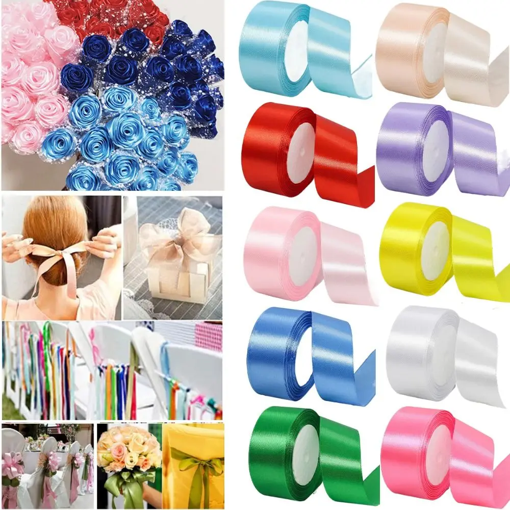 

22Meters Solid 4cm Shiny Silk Ribbons Bright Colors Polyester Gift Wrapping Ribbons Crafts Bow DIY Gift Wrap