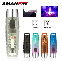 Amanfire S12 Mini EDC Flashlight Keychain LED Light Ultra Bright 11 Modes Built-in Battery Rechargeable Outdoor Emergency Torch