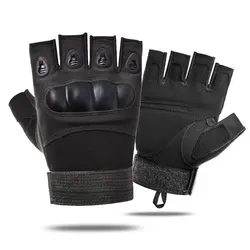 Enhanced Outdoor Tactical Protective Gloves - Antiskid Mittens - M (Half Finger Black)