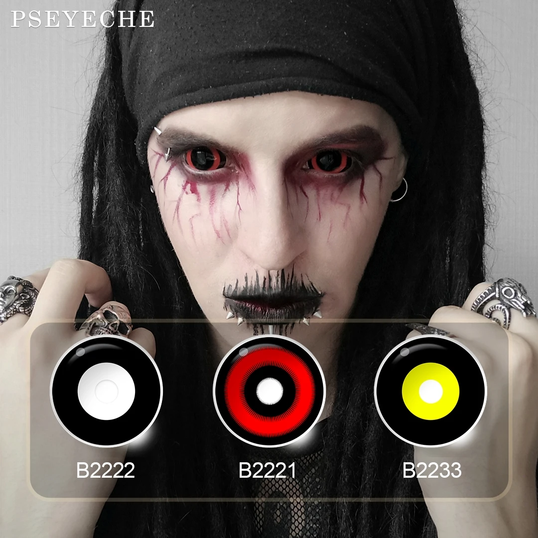 22MMScleraContactLensesColoredHalloweenLensesWhiteRedBlackScleraLensesFullEye
