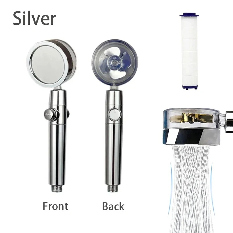 High Pressure Rotating Turbo Fan Water-Saving Adjustable Showerhead with Filters