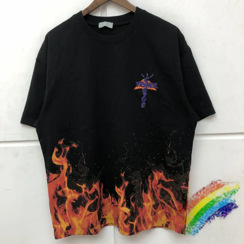 海外 正規品 男性と女性のためのサボテンの刺繍が施されたtシャツ 炎のパターン 色あせた 洗える 特売割30 Selfpoint Se