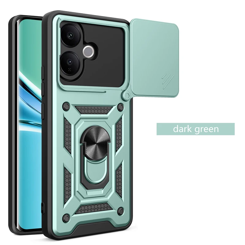 Shockproof Ring Stand Phone Cover with Lens Protection and Magnetic Car Mount Holder