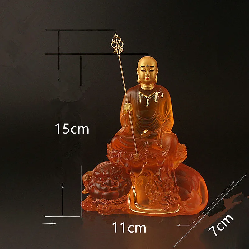 금 도금 절묘한 Ksitigarbha 불상, 수지 쓸기 악마 마스코트, 길조 홈 퍼팅 장식, 15cm
