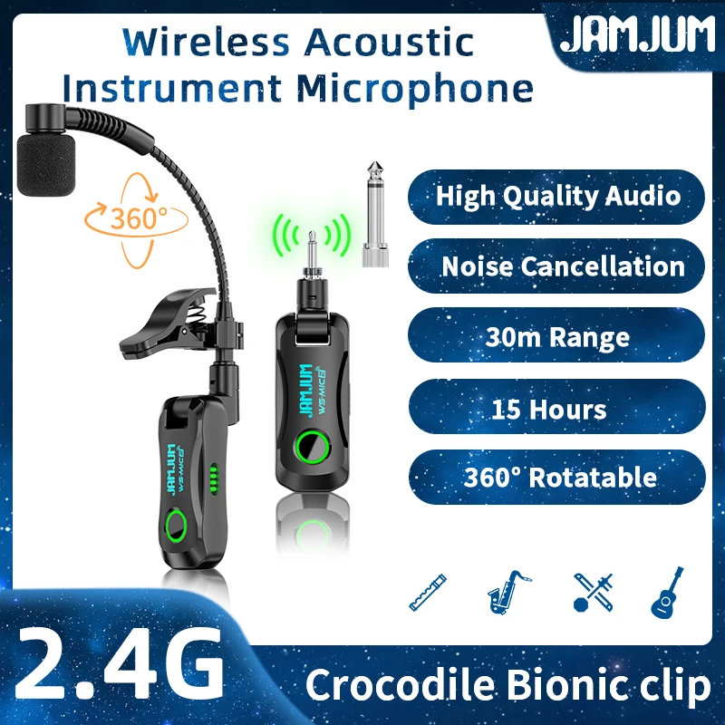 Premium Wireless Acoustic Instrument Microphone - High-Quality Audio with Anti-Interference Technology