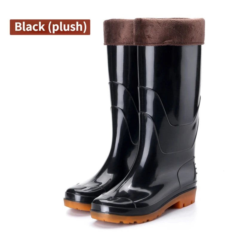 Mosodo Fishing Boots Men Camouflage Warm Plush Waterproof Rain Boots  Thickened Wear-resistant High Rain Boots