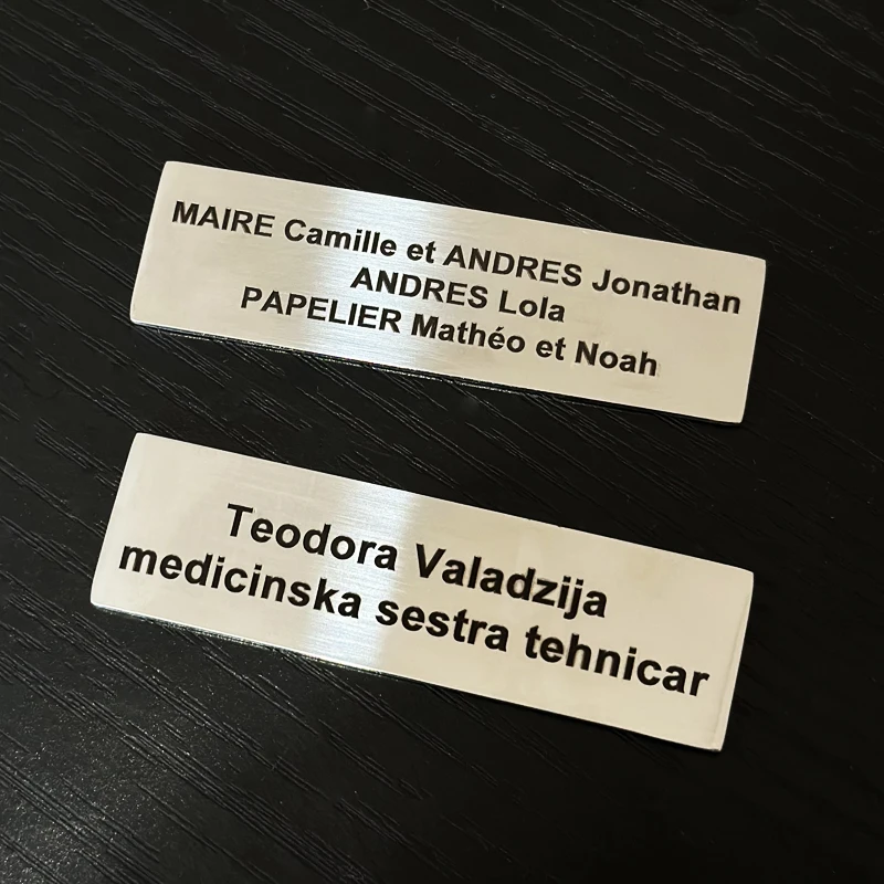 70*20MM Personalizzabile Incisione Lettera Logo Targa d'identità aziendale Etichetta in metallo in acciaio Etichetta per scatola postale in acciaio inossidabile Etichetta professionale