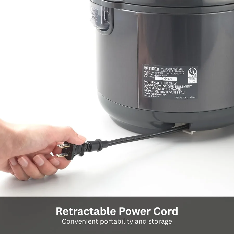 JNP-S55U-KY 3 Cup Capacity White Rice Cooker with Non-Stick Inner Pot Retractable Power Cord and Keep Warm Function Up to 12 Ho