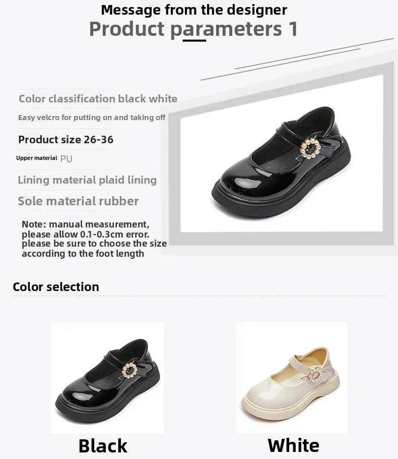 Schicke Lederschuhe für Mädchen, Prinzessin, süße schwarze Mary Janes mit Perlenanhänger für Hochzeit, Party, Schulanfang, flache Schuhe, Größe 26–36 – Detail 4