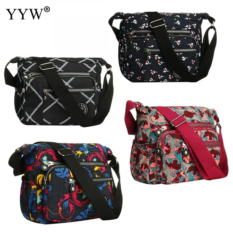 Borsa A Tracolla Donna In Nylon Leggera Multi-tasca, 23x12x17 Cm, Per Viaggi, Shopping E Uso Quotidiano, Colori Assortiti