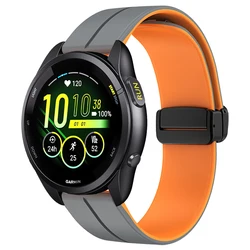 Magnetic Buckle Silicone Strap - Versatile Sport Band Bracelet for 20mm (Gray Orange)