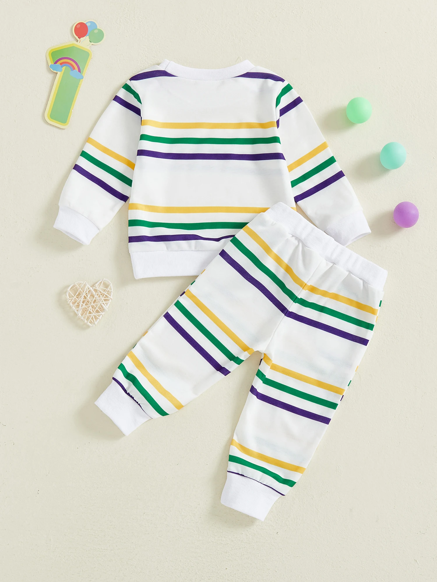Infant Mardi Gras Costume Colorful Striped Hoodie and Pants Set for Little Ones Carnival Celebration 2 Piece Outfit