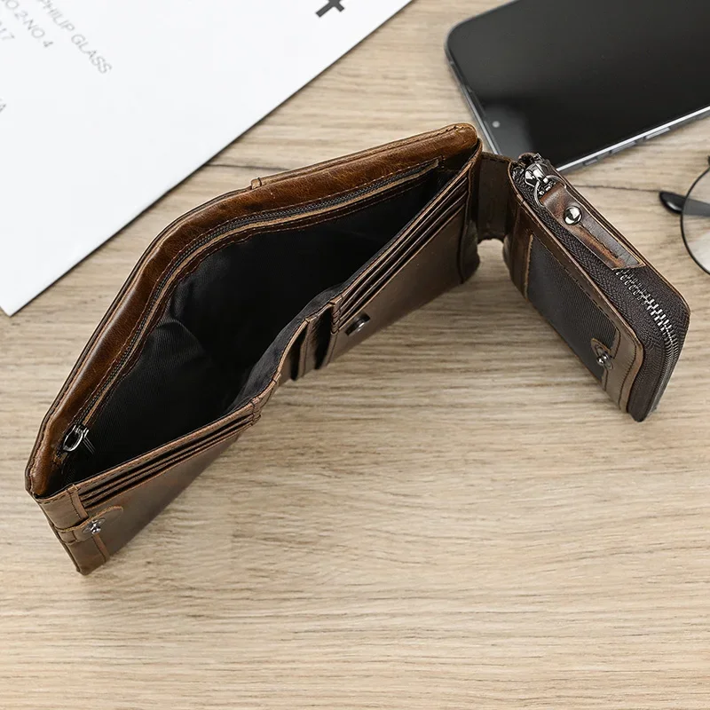 Genuine Leather Short Wallet for Men and Women