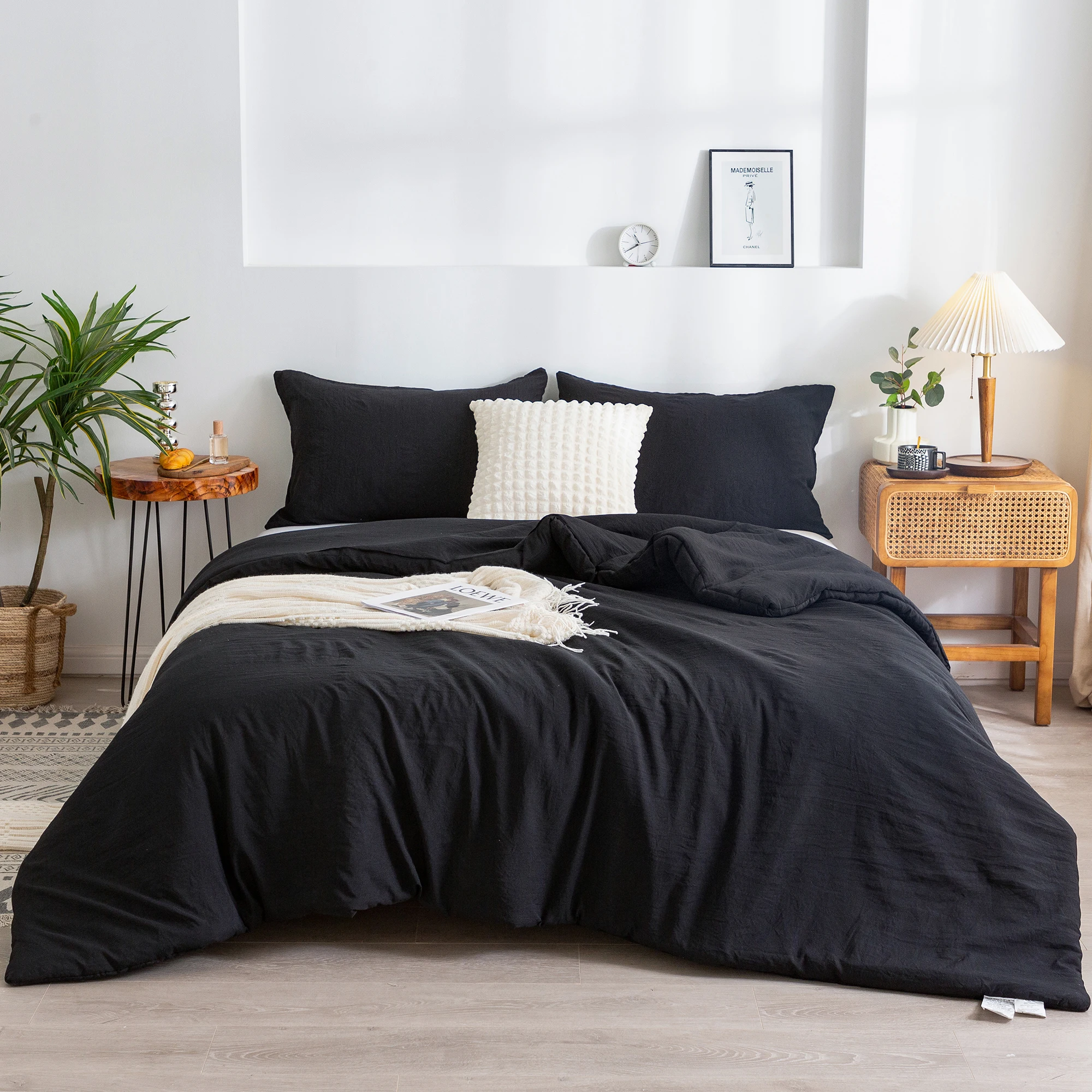 

Queen/Full/88inch*92 inch lightweight Bedding comforter set sham Lightweightsingle bed Ultra-Soft Cozy kids bed black All Season