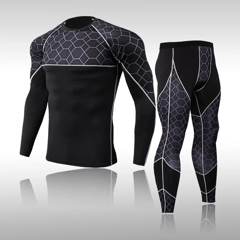Men's Ski Thermal Underwear Sets Sports Quick Dry Functional Compression Tracksuit Fitness Tight Shirts Compression Sport Suits