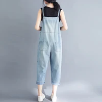 Summer New Women's Denim Overalls Loose Fit Age-Defng Nine-Piece Strap High Waist Thin Denim Fabric Light Color - Image 5
