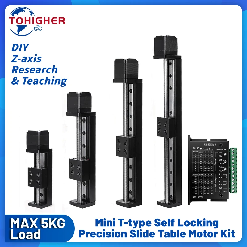 Kit de moteur linéaire autobloquant de type T, Mini Table coulissante à axe Z, Table de guidage linéaire, scène de guidage linéaire, scène de mouvement pour bricolage Laser