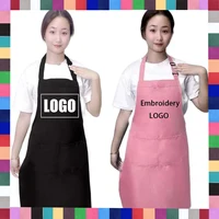 18 Colors Custom LOGO Aprons For Woman Men Chef Work Grill Restaurant Bar Shop Cafes Beauty Nails Studios Uniform Thin Apron