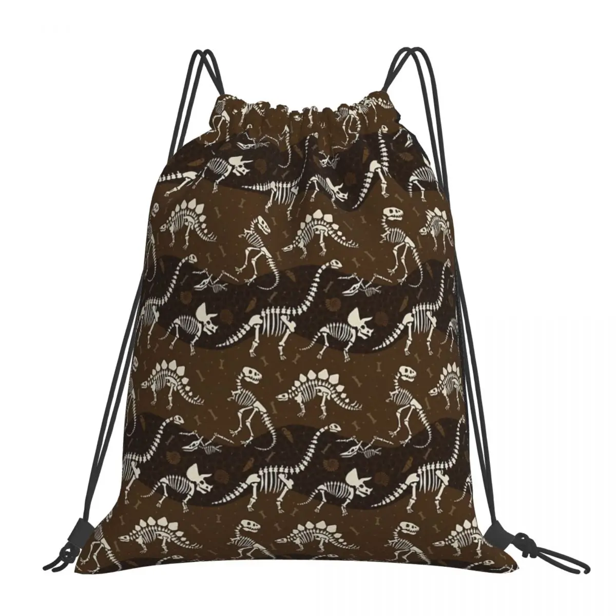

Dinosaur Fossil Pattern Backpacks Fashion Portable Drawstring Bags Drawstring Bundle Pocket Sports Bag BookBag For Travel School