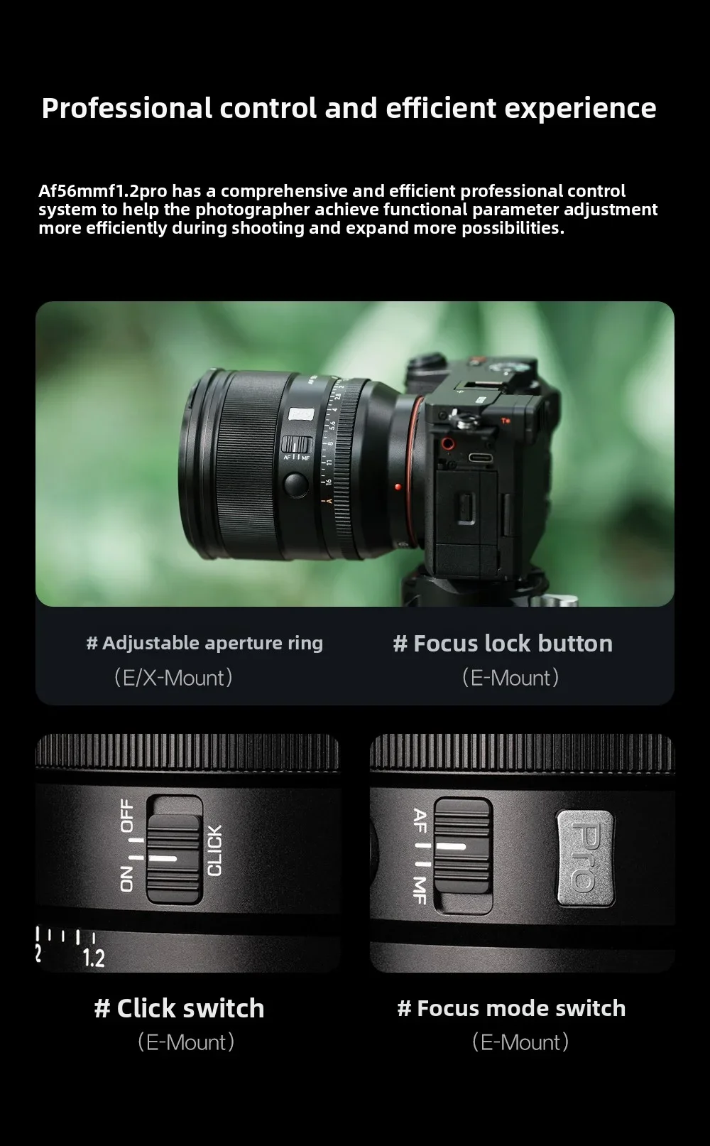 Viltrox 56mm F1.2 PRO APS-C Autofocus Lens Large Aperture Portrait Cameras Lens